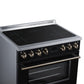 FORNO Torino 36-Inch 5.36 cu. ft. Induction Freestanding Range, True Convection, Air Fry Basket in Black with Antique Brass Accents, FFSIN0936-36BLK