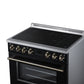 FORNO Torino 36-Inch 5.36 cu. ft. Induction Freestanding Range, True Convection, Air Fry Basket in Black with Antique Brass Accents, FFSIN0936-36BLK