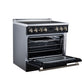 FORNO Torino 36-Inch 5.36 cu. ft. Induction Freestanding Range, True Convection, Air Fry Basket in Black with Antique Brass Accents, FFSIN0936-36BLK