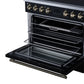 FORNO Torino 36-Inch 5.36 cu. ft. Induction Freestanding Range, True Convection, Air Fry Basket in Black with Antique Brass Accents, FFSIN0936-36BLK