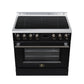 FORNO Torino 36-Inch 5.36 cu. ft. Induction Freestanding Range, True Convection, Air Fry Basket in Black with Antique Brass Accents, FFSIN0936-36BLK