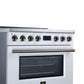 FORNO Torino 36-Inch 5.36 cu. ft. Induction Freestanding Range, True Convection, Air Fry Basket in White with Antique Brass Accents, FFSIN0936-36WHT