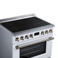 FORNO Torino 36-Inch 5.36 cu. ft. Induction Freestanding Range, True Convection, Air Fry Basket in White with Antique Brass Accents, FFSIN0936-36WHT