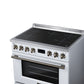 FORNO Torino 36-Inch 5.36 cu. ft. Induction Freestanding Range, True Convection, Air Fry Basket in White with Antique Brass Accents, FFSIN0936-36WHT
