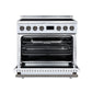 FORNO Torino 36-Inch 5.36 cu. ft. Induction Freestanding Range, True Convection, Air Fry Basket in White with Antique Brass Accents, FFSIN0936-36WHT
