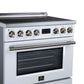 FORNO Torino 36-Inch 5.36 cu. ft. Induction Freestanding Range, True Convection, Air Fry Basket in White with Antique Brass Accents, FFSIN0936-36WHT