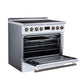 FORNO Torino 36-Inch 5.36 cu. ft. Induction Freestanding Range, True Convection, Air Fry Basket in White with Antique Brass Accents, FFSIN0936-36WHT