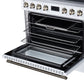 FORNO Torino 36-Inch 5.36 cu. ft. Induction Freestanding Range, True Convection, Air Fry Basket in White with Antique Brass Accents, FFSIN0936-36WHT