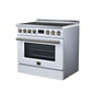 FORNO Torino 36-Inch 5.36 cu. ft. Induction Freestanding Range, True Convection, Air Fry Basket in White with Antique Brass Accents, FFSIN0936-36WHT