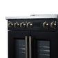 FORNO Torino 30" 4.32 cu. ft. French Door Induction Range with True Convection, Air Fry and Sous Vide in Black 240V, FFSIN0950-30BLK