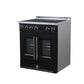 FORNO Torino 30" 4.32 cu. ft. French Door Induction Range with True Convection, Air Fry and Sous Vide in Black 240V, FFSIN0950-30BLK