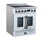 FORNO Torino 30" 4.32 cu. ft. French Door Induction Range with True Convection, Air Fry and Sous Vide in White 240V, FFSIN0950-30WHT