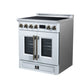 FORNO Torino 30" 4.32 cu. ft. French Door Induction Range with True Convection, Air Fry and Sous Vide in White 240V, FFSIN0950-30WHT