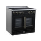 FORNO Torino 36" 5.36 cu. ft. French Door Induction Range with True Convection, Air Fry and Sous Vide in Black 240V, FFSIN0950-36BLK