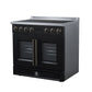 FORNO Torino 36" 5.36 cu. ft. French Door Induction Range with True Convection, Air Fry and Sous Vide in Black 240V, FFSIN0950-36BLK