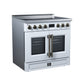FORNO Torino 36" 5.36 cu. ft. French Door Induction Range with True Convection, Air Fry and Sous Vide in White 240V, FFSIN0950-36WHT