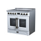 FORNO Torino 36" 5.36 cu. ft. French Door Induction Range with True Convection, Air Fry and Sous Vide in White 240V, FFSIN0950-36WHT