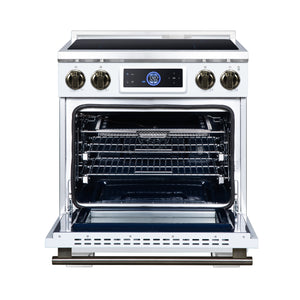 FORNO Maximus 30" 4.32 cu.ft. Induction Range with Air Fryer, Air Sous Vide, True Convection, and Digital Display, White, FFSIN0968-30WHT