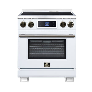 FORNO Maximus 30" 4.32 cu.ft. Induction Range with Air Fryer, Air Sous Vide, True Convection, and Digital Display, White, FFSIN0968-30WHT