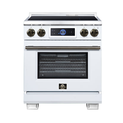 FORNO Maximus 30" 4.32 cu.ft. Induction Range with Air Fryer, Air Sous Vide, True Convection, and Digital Display, White, FFSIN0968-30WHT