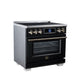 FORNO Maximus 36" 5.36 cu.ft Induction Range with Air Fryer, Air Sous Vide, True Convection, and Digital Display, Black, FFSIN0968-36BLK