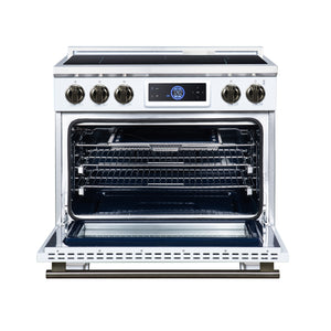 FORNO Maximus 36" 5.36 cu.ft Induction Range with Air Fryer, Air Sous Vide, True Convection, and Digital Display, White, FFSIN0968-36WHT