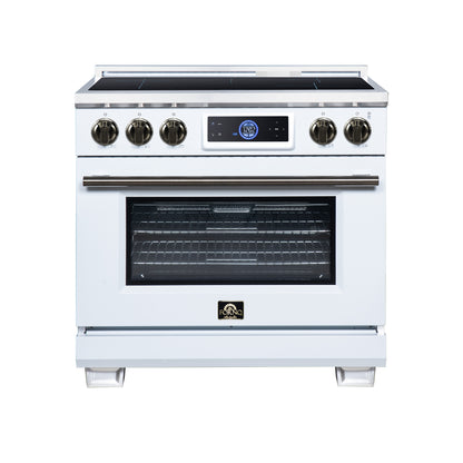 FORNO Maximus 36" 5.36 cu.ft Induction Range with Air Fryer, Air Sous Vide, True Convection, and Digital Display, White, FFSIN0968-36WHT