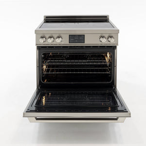 Induction Hardware Luxury Series Vega Edition 36-Inch 5.4 Cu. Ft. Induction Range, Self-Cleaning, Stainless Steel with Gold Accents, S-IR36-SS-VEGA