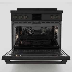 Induction Hardware Luxury Series Orion Edition 36-Inch 5.4 Cu. Ft. Induction Range, Self-Cleaning, Black Stainless Steel with Gold Accents, S-IR36-BS-ORION
