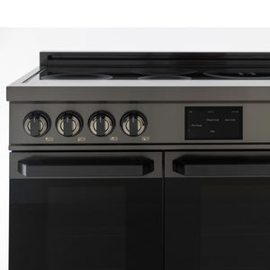 Induction Hardware Luxury Series Orion Edition 48-Inch 7.7 Cu. Ft. Double Oven Induction Range, Self-Cleaning, Black Stainless Steel with Gold Accents, S-IR48-BS-ORION