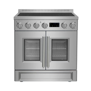 FORNO Torino 30" 4.32 cu. ft. French Door Induction Range with True Convection, Air Fry and Sous Vide in Stainless Steel 240V,  FFSIN0950-30