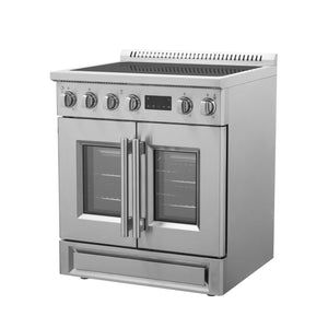 FORNO Torino 30" 4.32 cu. ft. French Door Induction Range with True Convection, Air Fry and Sous Vide in Stainless Steel 240V,  FFSIN0950-30