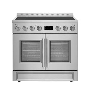 FORNO Torino 36" 5.36 cu. ft. French Door Induction Range with True Convection, Air Fry and Sous Vide in Stainless Steel 240V, FFSIN0950-36
