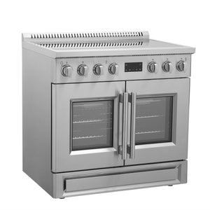 FORNO Torino 36" 5.36 cu. ft. French Door Induction Range with True Convection, Air Fry and Sous Vide in Stainless Steel 240V, FFSIN0950-36