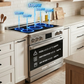 Induction Hardware Luxury Series Vega Edition 36-Inch 5.4 Cu. Ft. Induction Range, Self-Cleaning, Stainless Steel with Gold Accents, S-IR36-SS-VEGA