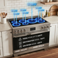 Induction Hardware Luxury Series 48-Inch 7.7 Cu. Ft. Double Oven Induction Range, Self-Cleaning, Stainless Steel, S-IR48-SS