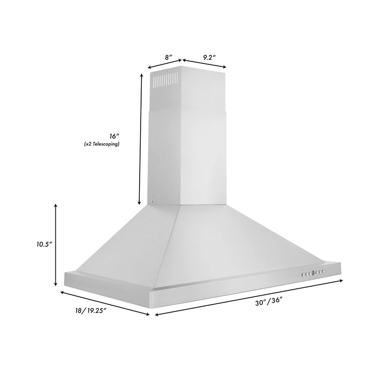 ZLINE 36 in. Convertible Vent Wall Mount Range Hood in Stainless