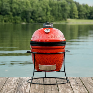 Kamado Joe® Joe Jr 13.5" Portable Charcoal Grill in Red with Cast Iron Stand