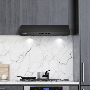 Cosmo Haven 30" 500 CFM Ducted Under Cabinet Range Hood, Touch Controls, LED Lights in Matte Black, COS-KS6U30-BK