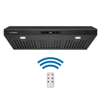Cosmo Haven 30" 500 CFM Ducted Under Cabinet Range Hood, Touch Controls, LED Lights in Matte Black, COS-KS6U30-BK