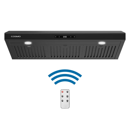 Cosmo Haven 36" Ducted Under Cabinet Range Hood, Touch Controls, LED Lights in Matte Black, COS-KS6U36-BK