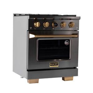 Kucht 30" 4.2 cu. ft. 4 Burner Natural Gas Dual Fuel Range in Titanium Stainless Steel with Digital Thermostat