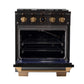 Kucht 30" 4.2 cu. ft. 4 Burner Natural Gas Dual Fuel Range in Titanium Stainless Steel with Digital Thermostat