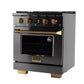Kucht 30" 4.2 cu. ft. 4 Burner Natural Gas Dual Fuel Range in Titanium Stainless Steel with Digital Thermostat