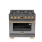 Kucht 36" 5.2 cu. ft. 6 Burner Propane Gas Dual Fuel Range in Titanium Stainless Steel with Digital Thermostat