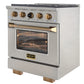 Kucht 30" 4.2 cu. ft. 4 Burner Propane Gas Dual Fuel Range in Stainless Steel with Gold Accents and Digital Thermostat