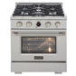 Kucht 30" 4.2 cu. ft. 4 Burner Natural Gas Dual Fuel Range in Stainless Steel with Digital Thermostat
