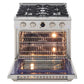 Kucht 30" 4.2 cu. ft. 4 Burner Natural Gas Dual Fuel Range in Stainless Steel with Digital Thermostat