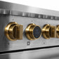 Kucht 36" 5.2 cu. ft. 6 Burner Propane Gas Dual Fuel Range in Stainless Steel with Gold Accents and Digital Thermostat