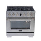 Kucht 36" 5.2 cu. ft. 6 Burner Natural Gas Dual Fuel Range in Stainless Steel with Digital Thermostat